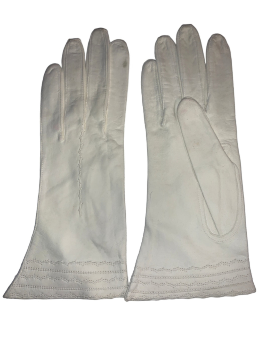 Women's Vintage White Doeskin Leather Gloves Size 6 3/4